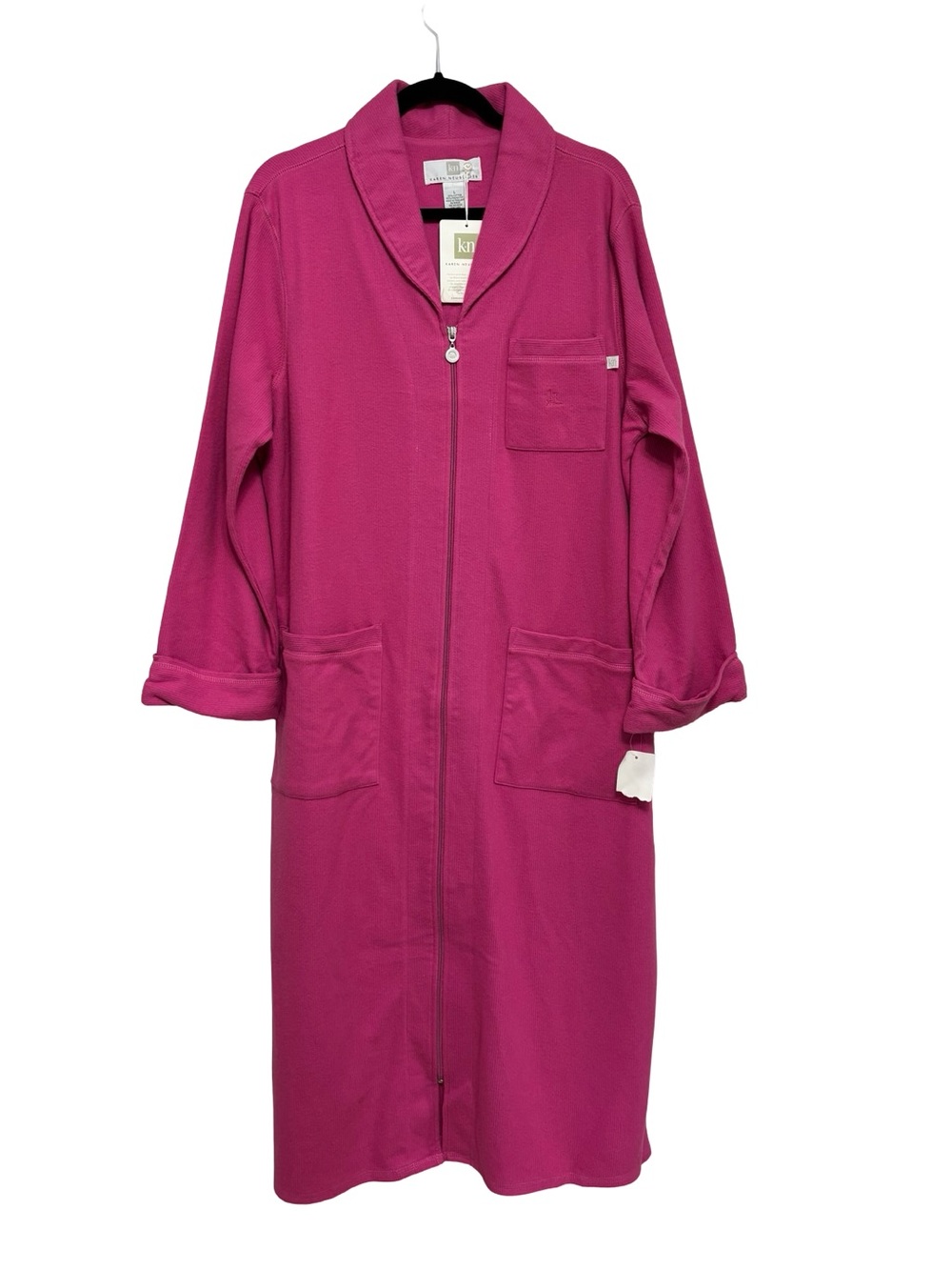 NEW Karen Neuburger Long Zip Front Fleece Pajama Robe in Pink - Size L